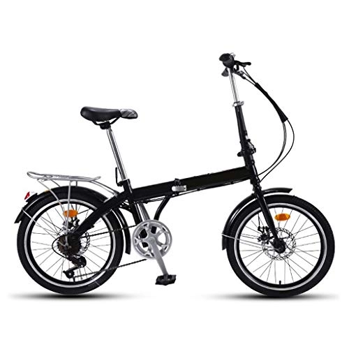 Folding Bike : LXJ 20-inch Lightweight Folding Bicycle, Neutral Commuter Bicycle For Adults And Youth, 7-speed Mechanical Disc Brake Double-layer Knife Ring