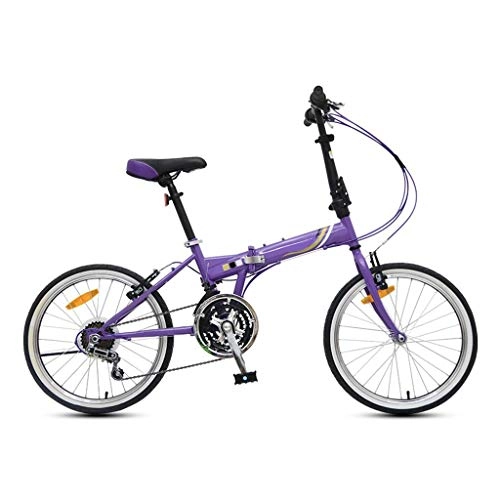 Folding Bike : LXJ 21-speed Stepless Variable Speed Folding Bicycle, 20-inch V Brake, Adult Student Outdoor Bicycle Park Travel Bicycle Leisure Bicycle, Folding Pedal