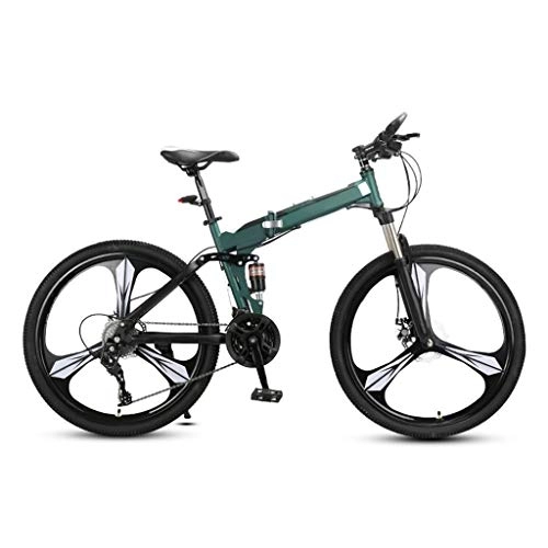 Folding Bike : LXJ 26-inch Folding Mountain Bike, 24-speed Dual-disc Full-shock High-carbon Steel Frame, Unisex For Adult Students, Outdoor Recreational Off-road Bike