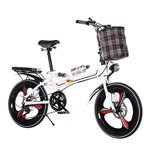 Folding Bike : LXJ 6-speed Disc Brake, Scooter With Fabric Frame, Lightweight Folding Bicycle, 20-inch Single-wheel Adult Student Unisex,