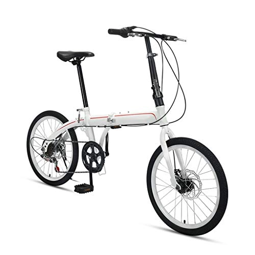 Folding Bike : LXJ Lightweight City Folding Bike, 20-inch Variable Speed Shock-absorbing High-carbon Steel Frame, Universal For Male And Female Adult Students