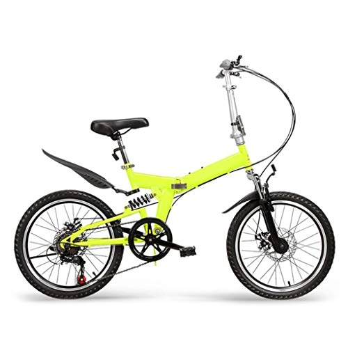 Folding Bike : LXJ Lightweight Portable Folding Bicycle, Adult Men's And Women's 20-inch 7-speed Mechanical Disc Double Shock Absorber, Outdoor Leisure Bicycle