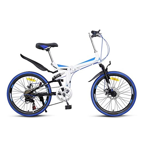 Folding Bike : LXJ Outdoor Mountain Bike, High-carbon Steel Folding Frame And Double Disc Brakes, Suitable For Adults And Teenagers (22 Inches / 7 Speeds)