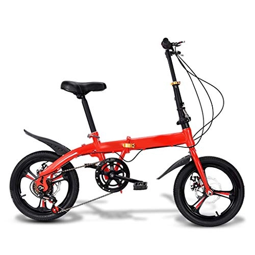 Folding Bike : LXJ Ultra-light Portable Folding Bicycle, 16-inch One-wheel 6-speed Dual-disc Brake For Adult Men And Women, With Adjustable Handlebars And Comfortable Saddle