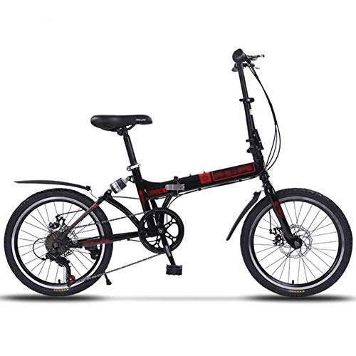 Folding Bike : LYRONG 20 Inch Folding Bike, Single Speed Low Step-Through Steel Frame Foldable Compact Bicycle with Fenders and Comfort Saddle Urban Riding and Commuting, Black