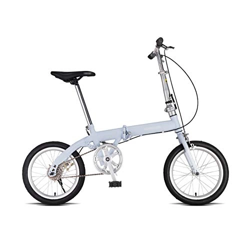 Folding Bike : LYRONG Single Speed Foldable Bicycle, with Comfort Saddle 16 Inch Folding Bike Low Step-Through Steel Frame Urban Riding and Commuting, Blue