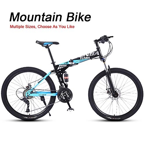 Folding Bike : LYRWISHJD 27 Speed High-Carbon Steel Frame MTB Foldable Double Suspension Bike Mechanical Double Disc Brake Country Gearshift Bicycle For Young People And Students Travel And Outings