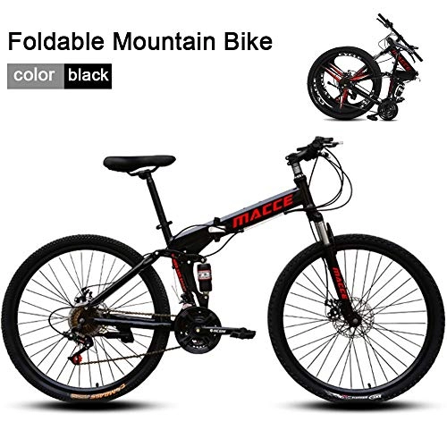 Folding Bike : LYRWISHJD Full Suspension Bicycle Foldable Soft Tail Mountain Bikes 26 inch Wheel 24 Speed Adjustable seat Widened pedals high carbon steel Frame Outdoor Cycling Fitness Equipment