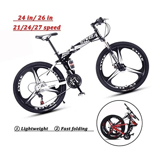 Folding Bike : LYRWISHPB 21 / 24 / 27 Speed, Bike All-Terrain Mountain Bike 24 / 26 Inch Lightweight Small Portable Bicycle Adult Student Riding Feels Relaxed And Comfortable (Color : White, Size : 26in)