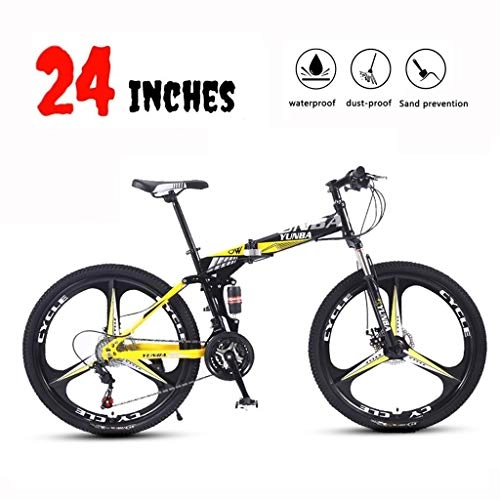 Folding Bike : LYRWISHPB 21 / 24 / 27 Speed, Bike All-Terrain Mountain Bike 24 / 26 Inch Lightweight Small Portable Bicycle Adult Student Riding Feels Relaxed And Comfortable (Color : Yellow, Size : 26in)