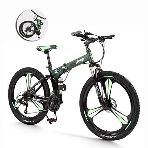 Folding Bike : LYRWISHPB 26 Inch Wheel Aluminum Alloy Mountain Bike For Adult 24 Speed Folding Bike Bicycle And Durable Road Bike Light Weight Mini Bike Portable Bicycle For Outdoor Sport (Color : Green)
