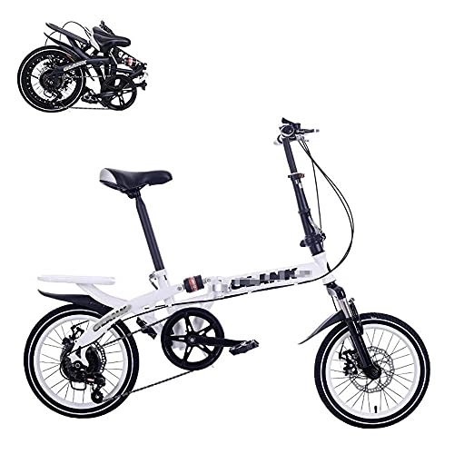 Folding Bike : LYTBJ Folding Adult Bicycle, 16-inch 6 Variable-Speed Labor-Saving Shock-Absorbing Bicycle, Front and Rear Double Discbrakes, Fast Folding Portable Commuter Bicycle