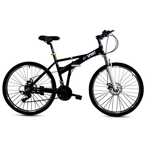 Folding Bike : LYXQQ Lightweight Alloy Folding City Bicycle, Compact Foldable Bike Unisex Folding Bike Folding Mountain Bike Load Bearing150kg, 26 Inches, Black