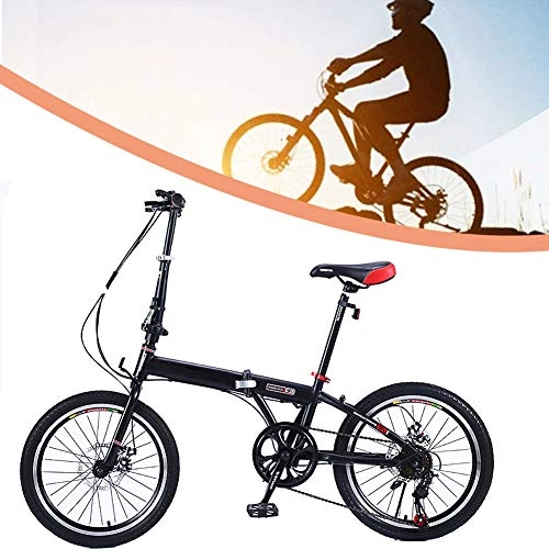 Folding Bike : LZQBD ZENGQIANGJING Lightweight Folding City Bicycle Bike, Portable Mountain Bike, High-Carbon Steel Compact Bicycle for Adults Men And Women, Shockabsorption, 18 Inch (Color : Black)