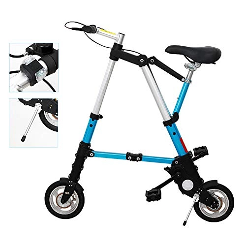 Folding Bike : LZQBD ZENGQIANGJING Lightweight Mini Folding Bike, Compact Bike Portable Bicycle with Solid Tires, Travel Outdoor Bicycle for Adult Student, No Need To Inflate, 8 Inch (Color : Blue, Size : A)