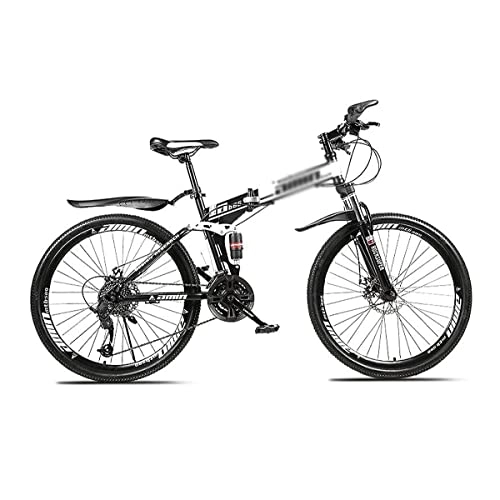 Folding Bike : LZZB 26" 21 / 24 / 27-Speed Hardtail Mountain Bike Carbon Steel Folding Frame for Boys Girls Men and Women Spoke Wheels Dual Suspension Bicycle with Lockable Shock-Absorbing U-Shaped(Size:24 Speed, Color: