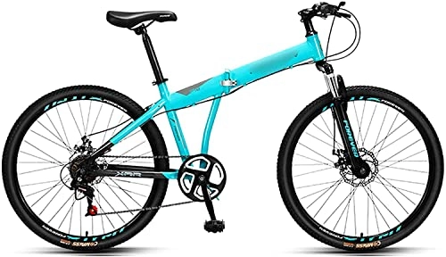 Folding Bike : LZZB 26" Lightweight Alloy Folding City Bike Bicycle, Comfortable Mobile Portable Compact Lightweight Great Suspension Folding Bike for Men Women - Students and Urban Commuters, Blue, 26Inch