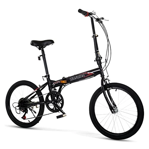 Folding Bike : M-YN 20" Folding Bike, 7 Speed Foldable Bicycle For Adult Student, Ultra-Light Portable Women's City Mountain Cycling For Outdoor Sports(Color:black)
