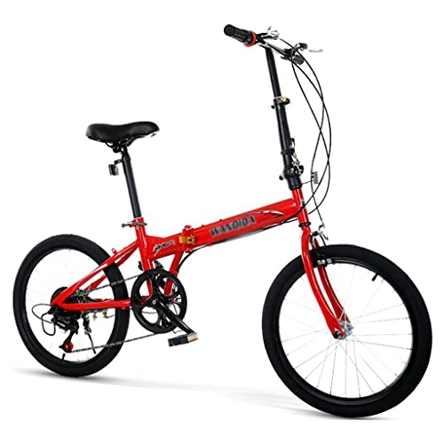 Folding Bike : M-YN 20" Folding Bike, 7 Speed Foldable Bicycle For Adult Student, Ultra-Light Portable Women's City Mountain Cycling For Outdoor Sports(Color:red)