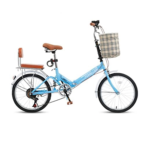Folding Bike : M-YN 20in Adult Folding Bicycle, 7-Speed City Foldable Compact Suspension Bike City Commuters, Portable Students Office Workers Urban Cycling(Color:blue)