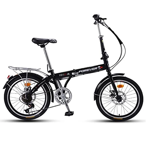 Folding Bike : M-YN 20in Folding Bikes For Adults And Teens, 7 Speed City Folding Compact Bike Bicycle With Comfort Saddle Urban Commuter Gift For Women And Men(Color:black)