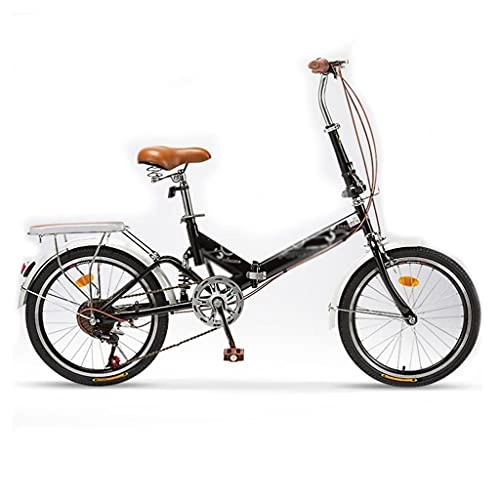 Folding Bike : M-YN Adult Folding Bike, 20-inch Wheels, 7-Speed Drivetrain, Rear Carry Rack, Multiple Colors For Men Women(Color:black)