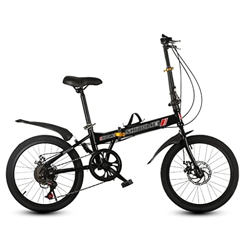 Folding Bike : M-YN Adult Folding Bike, 20-inch Wheels, 7-Speed Drivetrain Ultra-Light Portable Women's City Mountain Cycling For Outdoor Sports(Color:black)