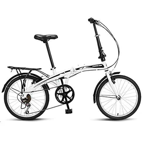 Folding Bike : M-YN Folding Bike Compact Bike With 7 Speeds Disc-Brakes High Tensile Steel 20-inch Wheels For Adult Men Women And Teens(Color:white)
