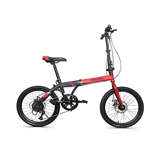 Folding Bike : M-YN Folding Bike For Adults, 20-inch Wheels, 7 Speed Alloy Easy Folding, Suspension Bike City Commuters, Portable Students Office Workers Urban Cycling(Color:red)