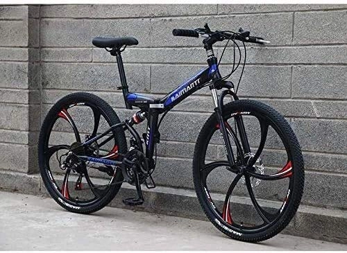 Folding Bike : MAMINGBO Folding Mountain Bikes for Men Women, Full Suspension Soft Tail Bike Bicycle, High Carbon Steel Frame, Double Disc Brake, Size:24 inch 27 speed, Colour:D (Color : D, Size : 26 inch 24 speed)