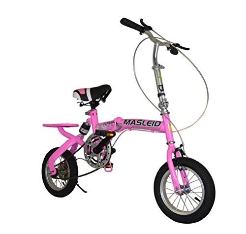 Folding Bike : MASLEID 12-inch Folding Bike for Students Children (Pink)