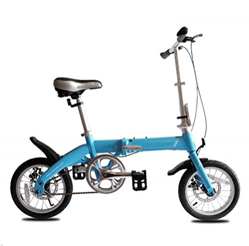 Folding Bike : MASLEID 14 inch aluminum alloy children folding bike boys and girls mini student bike, blue