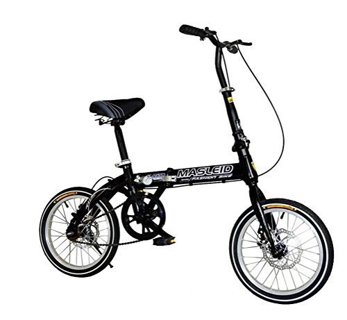 Folding Bike : MASLEID 16-inch folding bike, load 220 lbs, black