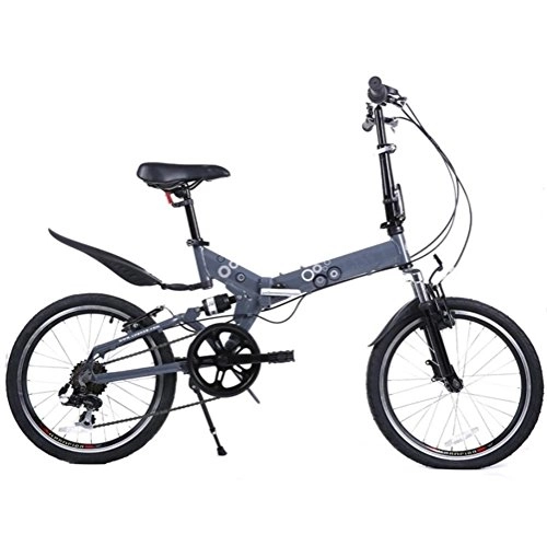 Folding Bike : MASLEID 20" Alloy 7 Speed Mountain Bicycles Double Disc Brake bike Aluminum Folding Bike , blue gray