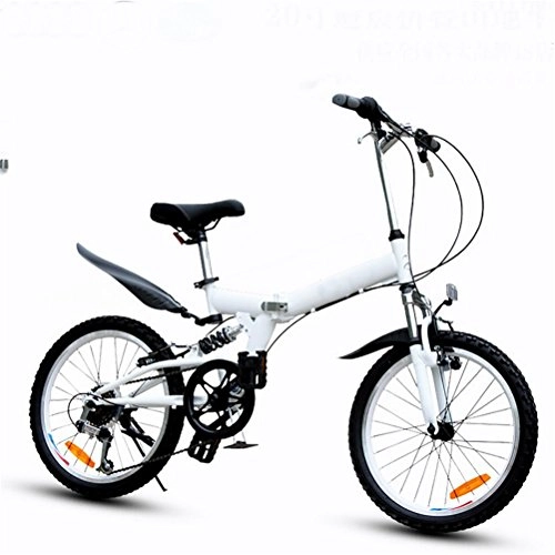 Folding Bike : MASLEID 20-inch folding bike 6-speed mountain bike, white
