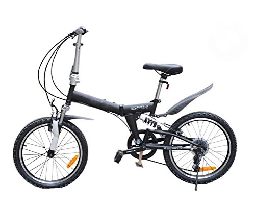Folding Bike : MASLEID Folding Bike 7 Speed 20 Inch Wheels Mountain Bike, black
