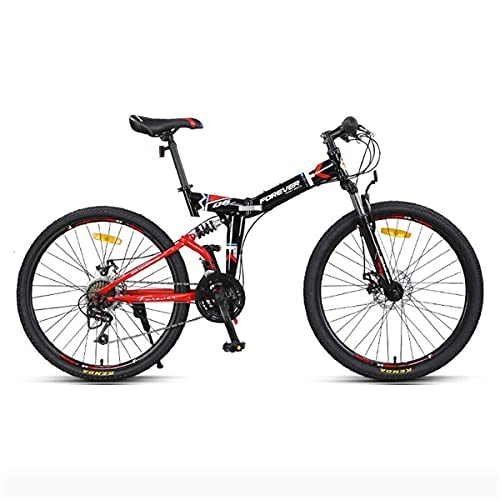 Folding Bike : MEETGG 26 inch Adjustable seat height folding double suspension 24 speed mountain bike