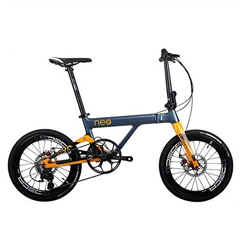 Folding Bike : MEICHEN Carbon Adult Folding Bike 20" 406 Wheel 11 Speed Disc Brake Foldable Urban City Bicycle, grayorange