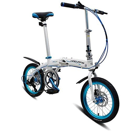 Folding Bike : MEICHEN Ultra light Full Aluminum Alloy Folding Bike Bicycle 16" With 6 Speed Double Disc Brake Foldable Cycling Bicycle Mini Bicycle, D