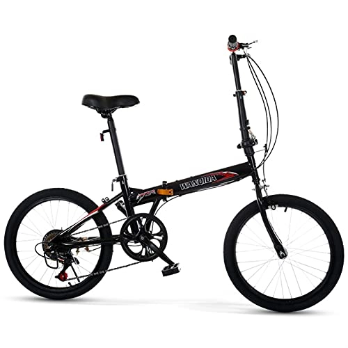Folding Bike : Men And Women, Adults, Students, Ultra-light Portable Folding Leisure Bicycles 16 Inches, 20 Inches Folding Variable Speed Bicycles (Color : Black, Size : 20 inches)