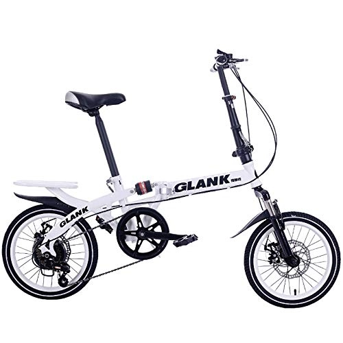 Folding Bike : Men And Women Folding Bicycle 14 16 Inch 6-speed Shock Absorption Portable Bicycle For Adult Students And Children Foldable Bike