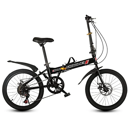Folding Bike : Men and Women Folding Bicycle, 7 Speed Gears Light Work Variable Speed Double Disc Brakes, 20 In Folding Bike Commuter Folding City Compact Bike Bicycle