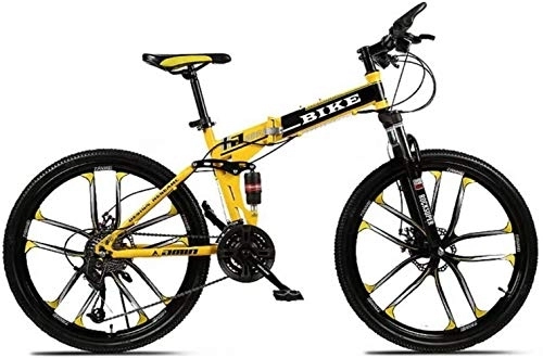 Folding Bike : Men's Mountain Bikes, Mountain Bicycle 24 / 26 Inches Foldable MountainBike with Kettle frame Adjustable Seat High-carbon Steel Hardtail Mountain Bike with 10 Cutter Wheel, 21-stage shift, 2.