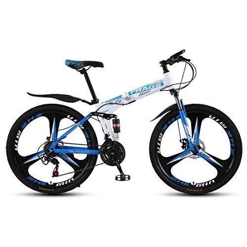 Folding Bike : Men Women Folding MTB Bike, Steel frame Mountain Foldable Bicycle 24 / 26 Inch Folding Outroad Bicycles with Mechanical disc brake 51-8 Siamese finger dial 21 / 24 / 27 Speed MTB B, 26 inch 24 speed