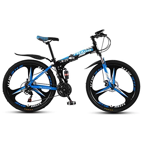 Folding Bike : Men Women Folding MTB Bike, Steel frame Mountain Foldable Bicycle 24 / 26 Inch Folding Outroad Bicycles with Mechanical disc brake 51-8 Siamese finger dial 21 / 24 / 27 Speed MTB C, 26 inch 21 speed
