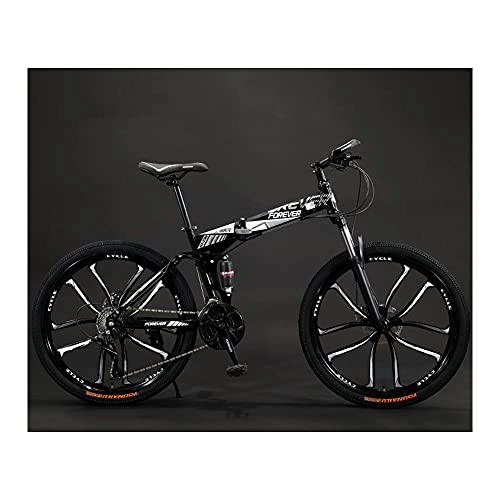 Folding Bike : MENG Folding Bike 24 26 Inches, Variable Speed Wheel, Dual Suspension Folding Mountain Bike, Adult Student Lady City Commuter Outdoor Sport Bike, White, 24Inch