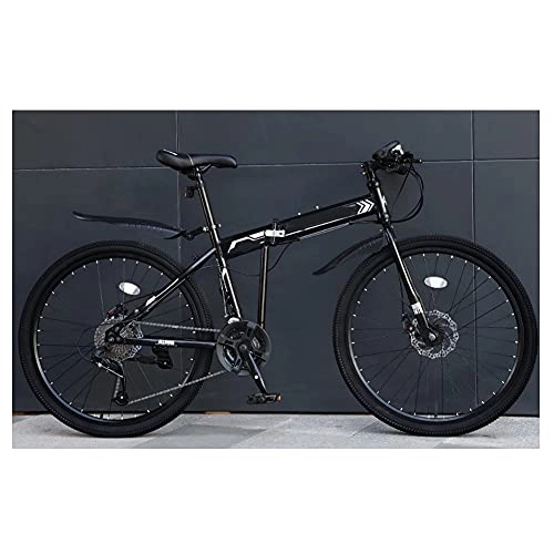 Folding Bike : MENG Folding Bike for Adults, 24 26-Inch 30-Speed Mountain Bike High Carbon Steel Aluminium Alloy Outdoor Bicycle for Daily Use Trip Long Journey, C, 24Inch
