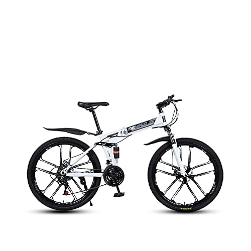 Folding Bike : MENG Folding Bike for Adults, 26-Inch 21-Speed Mountain Bike High Carbon Steel Aluminium Alloy Outdoor Bicycle for Daily Use Trip Long Journey, a