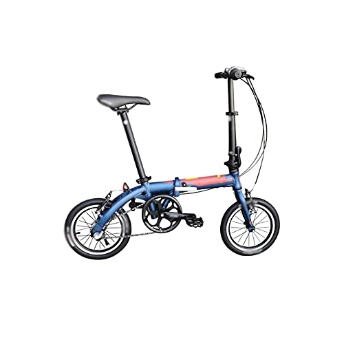 Folding Bike : Mens Bicycle Bicycle, 14-inch Aluminum Alloy Folding Bike Ultralight Bicycle (Color : White) (Blue)