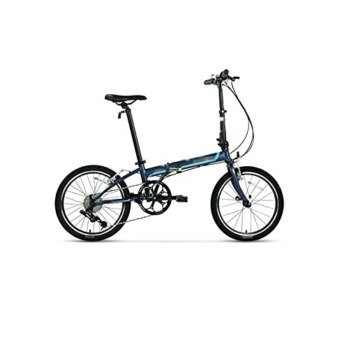 Folding Bike : Mens Bicycle Bicycle, Folding Bicycle 8-Speed Chrome Molybdenum Steel Frame Easy Carry City Commuting Outdoor Sport (Color : White) (Blue)